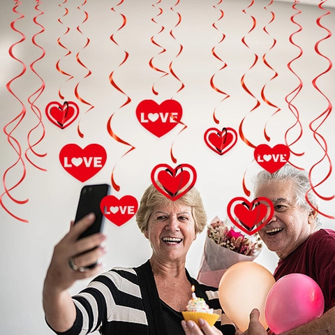Valentinstag Herz Hängende Spiralen Deko Rot PVC Papier Liebe Herz Anhänger Hochzeit Jahrestag Party Ornamente