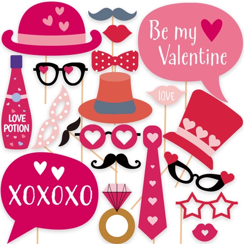 Accessoires Photo Saint Valentin Lunettes Coeur Moustache Lèvres Papier Décoration Photographie Portable Articles Fête Romantique