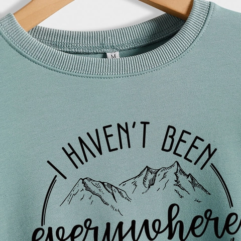 Dames Ronde Hals Lange Mouw Pullover Sweatshirt Berg Grafische Print Katoenmix Casual Losse Top Voor Reizen Dagelijks
