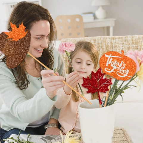 Διακοσμητικά Βάζου Thanksgiving από Γυαλιστερό Χαρτί Σετ Φύλλο Σφενδάμου Κολοκύθα Φθινοπωρινό Θέμα Διακόσμηση Τραπεζιού Είδη Πάρτι