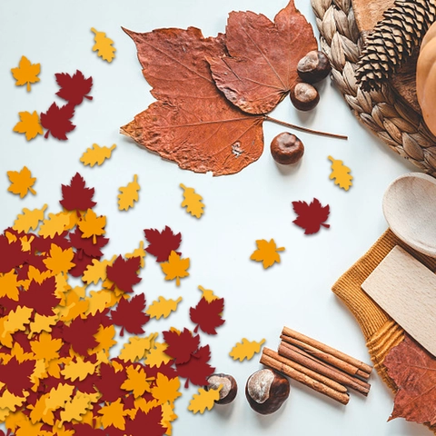 Thanksgiving Autumn Leaf Confetti Table Scatter Paper Maple Oak Leaves For Fall Harvest Party Decoration Colorful