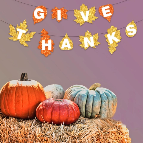 Thanksgiving Give Thanks Banner Glitter Maple Leaf Garland For Autumn Fall Harvest Theme Home Party Decoration Supplies