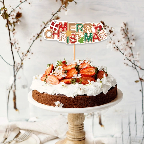 Christmas Banner And Cake Toppers Paper Gingerbread Cookie Merry Christmas Bunting For Holiday Party Dessert