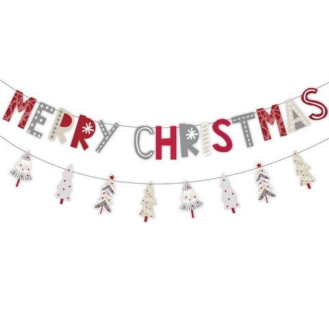 Merry Christmas Banner Kerstboom Guirlande Hangende Decoratie Rood Grijs Wit Vakantie Bunting Muur Open Haard Feest Huis Decoratie Ornament
