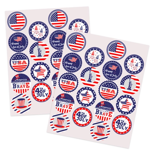 Autocollants du Jour de l'Indépendance Décalcomanies Rondes Adhésives Drapeau Américain Statue de la Liberté pour le Quatre Juillet Célébration de Fête Enveloppe Cadeau Boîte Sceau Décor