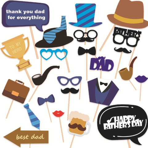 Accesorios Para Fotomatón Del Día Del Padre Bigote Gafas Corbata Sombrero Tarjetas De Papel Para Celebración De Cumpleaños
