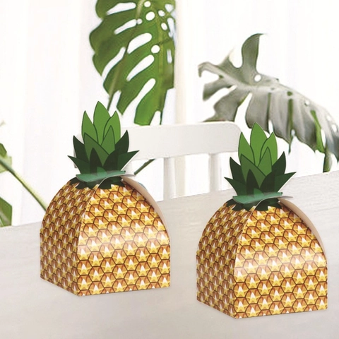 Ananas Form Papier Geschenkbehälter Süßigkeiten Verpackung Für Geburtstag Hawaii Party Hochzeit Gastgeschenke Dekor
