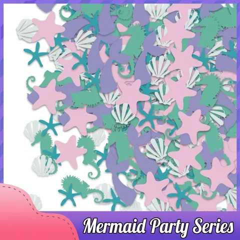 Confetti De Fête Sirène Hippocampe Étoile De Mer Coquillage Queue Forme Carton Décoration De Table Sous La Mer