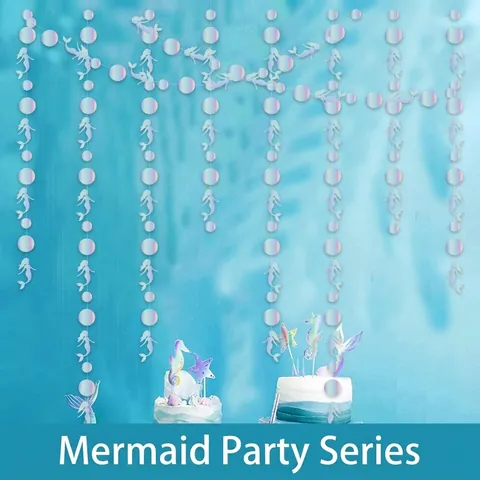 Ghirlanda Sospesa Sirena Iridiscente Cartoncino Laser Conchiglia Stella Marina Carta Per Decorazione Sfondo Festa Compleanno Oceano