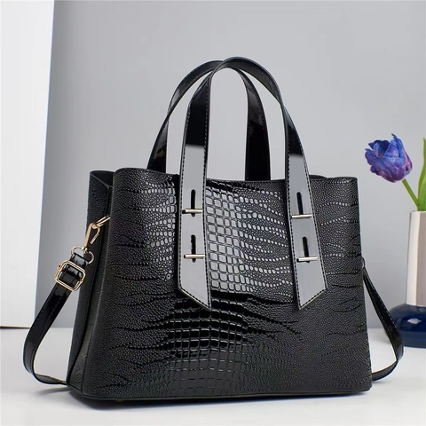 Borsa A Mano Tote Da Donna Motivo Coccodrillo Pelle PU Grande Capacità Borsa A Tracolla Elegante Pendolare Retro Lusso