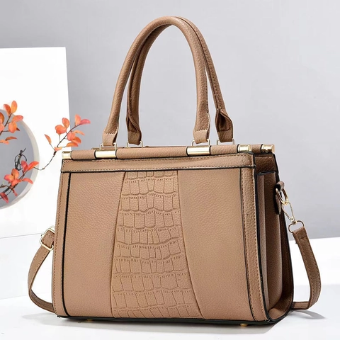Sac À Main Femme Grande Capacité Cuir PU Gaufré Crocodile Sac Bandoulière Fourre-Tout Élégant Sac De Navettage