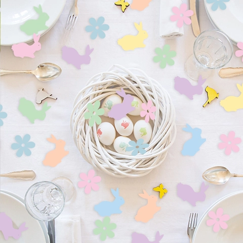 Macaron Easter Rabbit Egg Flower Paper Confetti For Desktop Decoration Party DIY Table Scatter Decoration Easter Supplies