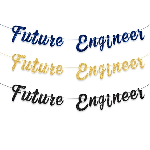 Striscione di Graduazione Future Engineer Ghirlanda in Carta Glitterata per Decorazioni Festa a Tema Ingegneria Classe 2023