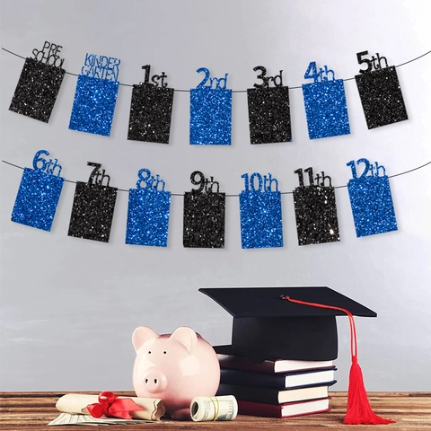 Afstuderen Foto Banner Pre-School Tot 12e Leerjaar Fotolijst Slinger Glitter Papier Afstudeerfeest Decoraties Achtergrond Rekwisieten