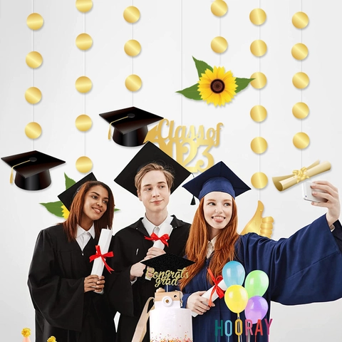 Abschluss Sonnenblume Hängende Dekorationen Congrats GRAD Banner Karton Girlande Für Abschlussfeier Hintergrund Dekor