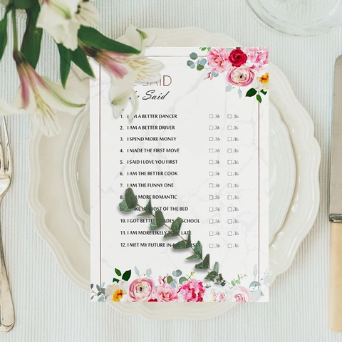 Tarjetas De Juego De Boda Papel Material Actividad Interactiva Despedida De Soltera Diseño Mármol Floral Invitados Suministros De Fiesta