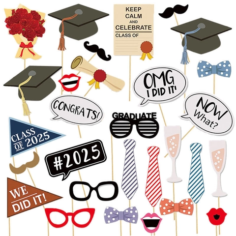 Accessori Per Fotobox Di Laurea Carta Luccicante Bastoncini Creativi Divertenti Per Decorazione Festa Di Cerimonia Di Laurea