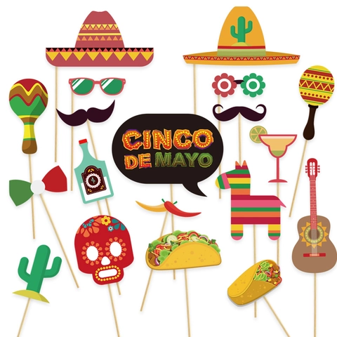 Cinco De Mayo Party Foto Requisiten Mexikanischer Kaktus Sombrero Taco Papier Neuheit Handheld Dekoration
