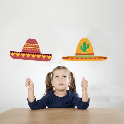 Cinco De Mayo Party Foto Requisiten Mexikanischer Kaktus Sombrero Taco Papier Neuheit Handheld Dekoration