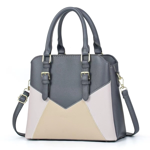 Borsa a Spalla da Donna Elegante in Pelle PU Patchwork Grande Capacità Borsa a Tracolla Con Tracolla Rimovibile per Ufficio Quotidiano