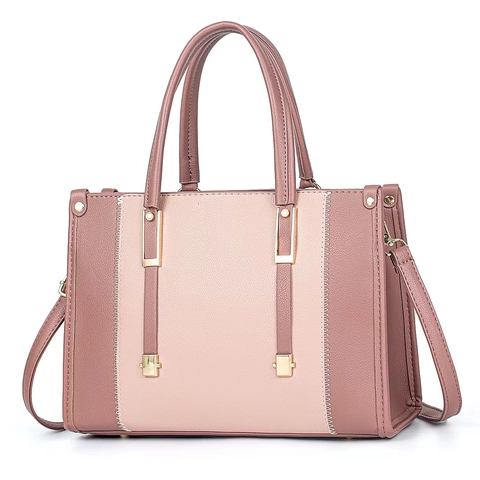 Große Kapazität Damen PU Leder Tote Tasche Mit Kontrastnähte Gold Hardware Minimalistisch Mode Pendeln Handtasche Umhängetasche