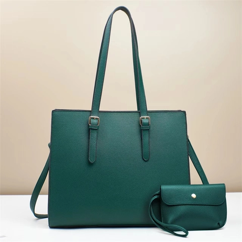 Juego de Bolsos Tote de Cuero PU para Mujer Gran Capacidad Patrón de Lichi Bolso de Hombro Con Bolsa para Viaje Diario