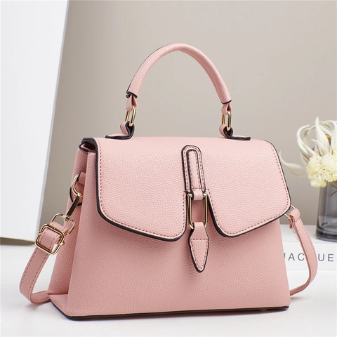 Borsa A Mano Tracolla Donna Pelle PU Motivo Lychee Manico Superiore Hardware Dorato Elegante Versatile Tracolla Regolabile
