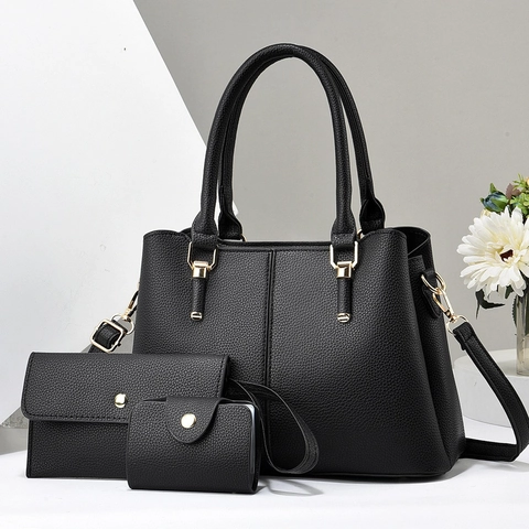 Damen Lychee Muster PU Leder Tragetasche Handtasche Geldbörse Und Kartenhalter Elegant Klassisch Täglich Büro Mode Accessoire