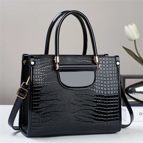 Borsa Da Donna In Pelle PU Con Motivo Coccodrillo Borsa Strutturata Elegante Ufficio Spalla Tracolla