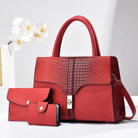 Handtasche Clutch Und Kartenhalter PU Leder Krokodilprägung Große Kapazität Elegante Umhängetasche Für Damen