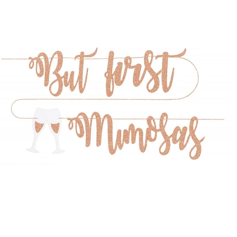 Bannière But First Mimosas Guirlande Papier Pailleté Pour Fête De Célibataire Mariage Brunch Décoration Or Rose