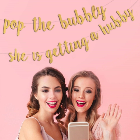 Glitter Banner Pop The Bubbly She Is Getting A Hubby Garland Bachelorette Party Decorations Wedding Bridal Shower Engagement Banner