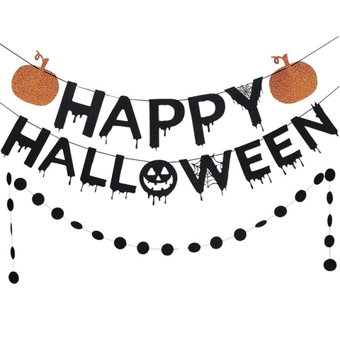 Set di Striscioni Appesi per Halloween Con Lettere Insanguinate E Zucche Arancioni Glitter Ghirlanda per Feste