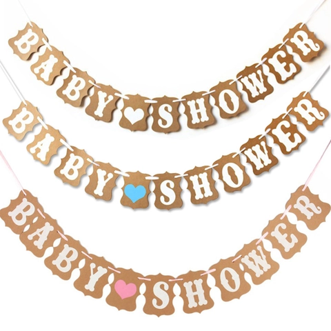 Vintage Kraft Paper Bunting Banner For Birthday Wedding Baby Shower Gender Reveal Party Decoration Garland Photo Props