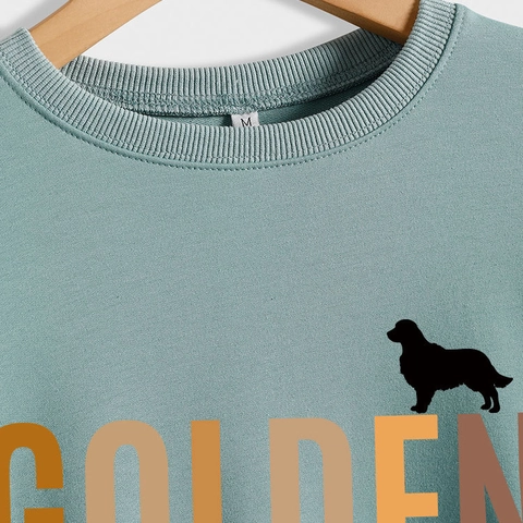 Felpa da Donna con Stampa Cane Golden Retriever GOLDEN Mama Misto Cotone Casual Girocollo Manica Lunga Pullover Ampio