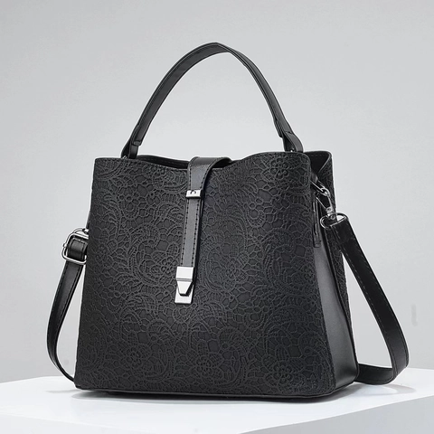 Sac Seau Mode Femme Élégant Dentelle Fleur PU Cuir Sac À Main Avec Poignée Bandoulière Réglable Sac Bandoulière