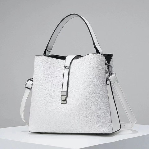 Sac Seau Mode Femme Élégant Dentelle Fleur PU Cuir Sac À Main Avec Poignée Bandoulière Réglable Sac Bandoulière