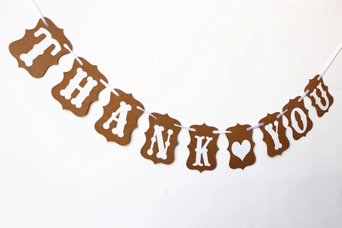Banner Thank You Carta Kraft Vintage Bordo Ondulato Ghirlanda Per Matrimonio Festa Compleanno Decorazione