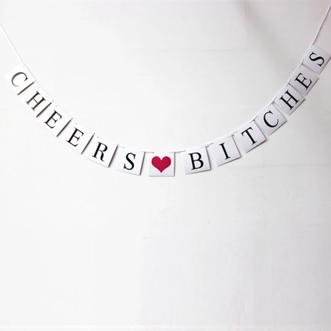 Cheers Bitches Λάβαρο Bachelorette Πάρτι Διακόσμηση Γάμου Αρραβώνα Μαργαριταρένιο Χαρτί Καρδιά Γιρλάντα