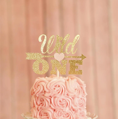 Wild One Tortendeko Gold Glitzer Erster Geburtstag Party Dekoration Herz Pfeil Design Für Babys