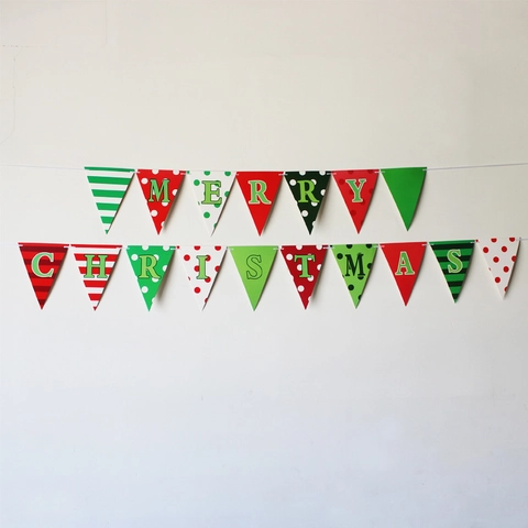Striscione Buon Natale Rosso Verde Bianco Triangolo Pavese Ghirlanda per Festa di Natale Casa Vacanza Decorazione Interna Appesa