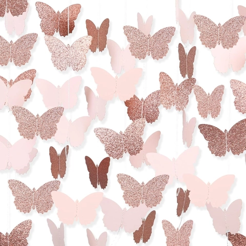 Ghirlanda Farfalla In Carta Banner Appeso Cartoncino Scintillante Romantico 3D Per Festa Compleanno Matrimonio San Valentino
