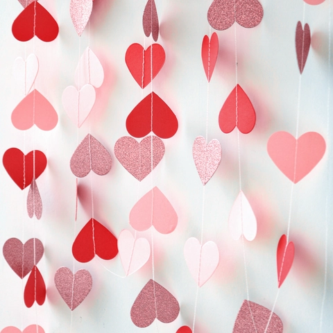 Ghirlanda Di Carta A Cuore Romantico Cartoncino Specchio Scintillante Banner Appeso Per San Valentino Matrimonio Festa Arredo Parete