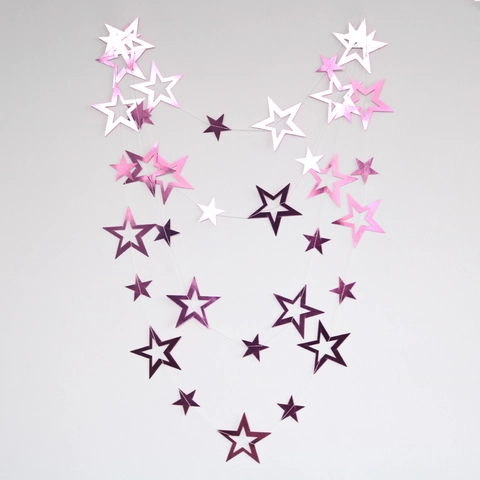 Mirror Cardstock Hollow Star Garland Glitter Pentagram Bunting For Wedding Birthday Party Stage Background Decoration