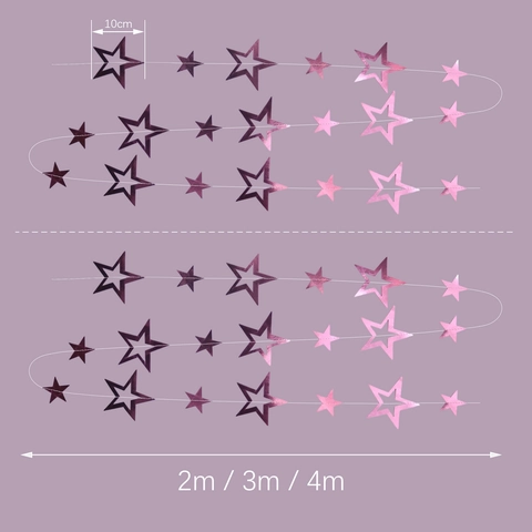 Mirror Cardstock Hollow Star Garland Glitter Pentagram Bunting For Wedding Birthday Party Stage Background Decoration