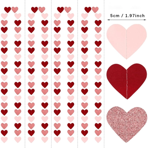 Ghirlanda Di Carta A Cuore Romantico Cartoncino Specchio Scintillante Banner Appeso Per San Valentino Matrimonio Festa Arredo Parete