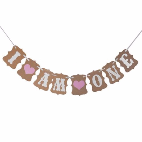 Striscione Di Compleanno In Carta Kraft I Am One Festone Design Cuore Osso Decorazione Festa