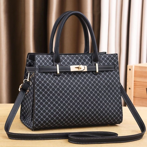 Damen Vintage Luxus PU Leder Handtasche Große Kapazität Umhängetasche Mit Goldenem Schloss Rautenmuster Henkeltasche