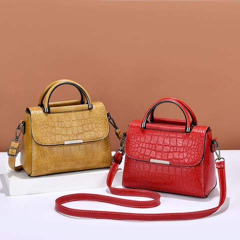 Borsa A Tracolla Da Donna Motivo Coccodrillo Pelle PU Retro Borsa A Mano Tracolla Regolabile Elegante Moda