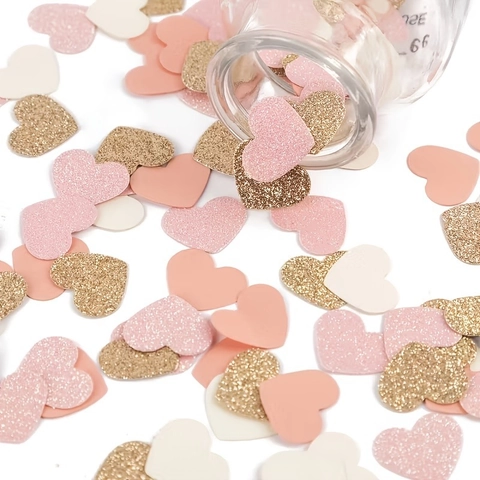 Heart Shaped Confetti Glitter Paper Hearts Romantic Wedding Party Table Decor Valentine's Day Decoration Pink Gold White